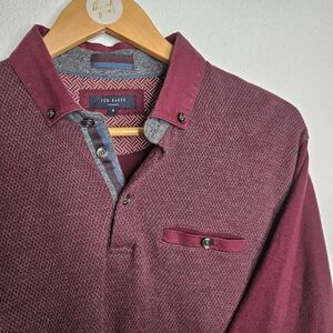 Ted Baker Burgundy Button-Up Shirt